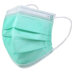 Kata 3-Ply Pleated Disposable Children's Face Masks, One Size, Green, Box Of 50 Masks