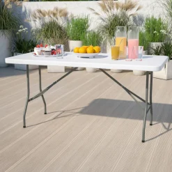 Kathryn 5-Foot Granite White Plastic Folding Table