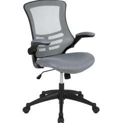 Kelista Mid-Back Dark Gray Mesh Swivel Ergonomic Task Office Chair with Flip-Up Arms