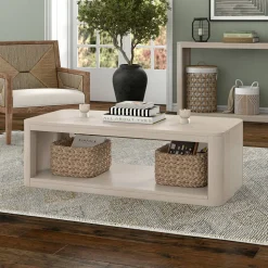 Kellan 47" Wide Rectangular Coffee Table in Alder White