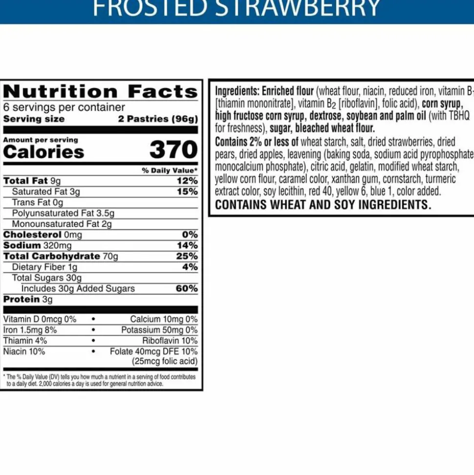 Kellogg's Pop Tarts, Frosted Strawberry, 3.67 oz, 2/Pack, 6 Packs/Box