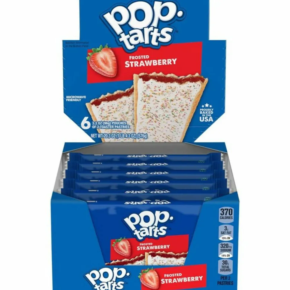 Kellogg's Pop Tarts, Frosted Strawberry, 3.67 oz, 2/Pack, 6 Packs/Box