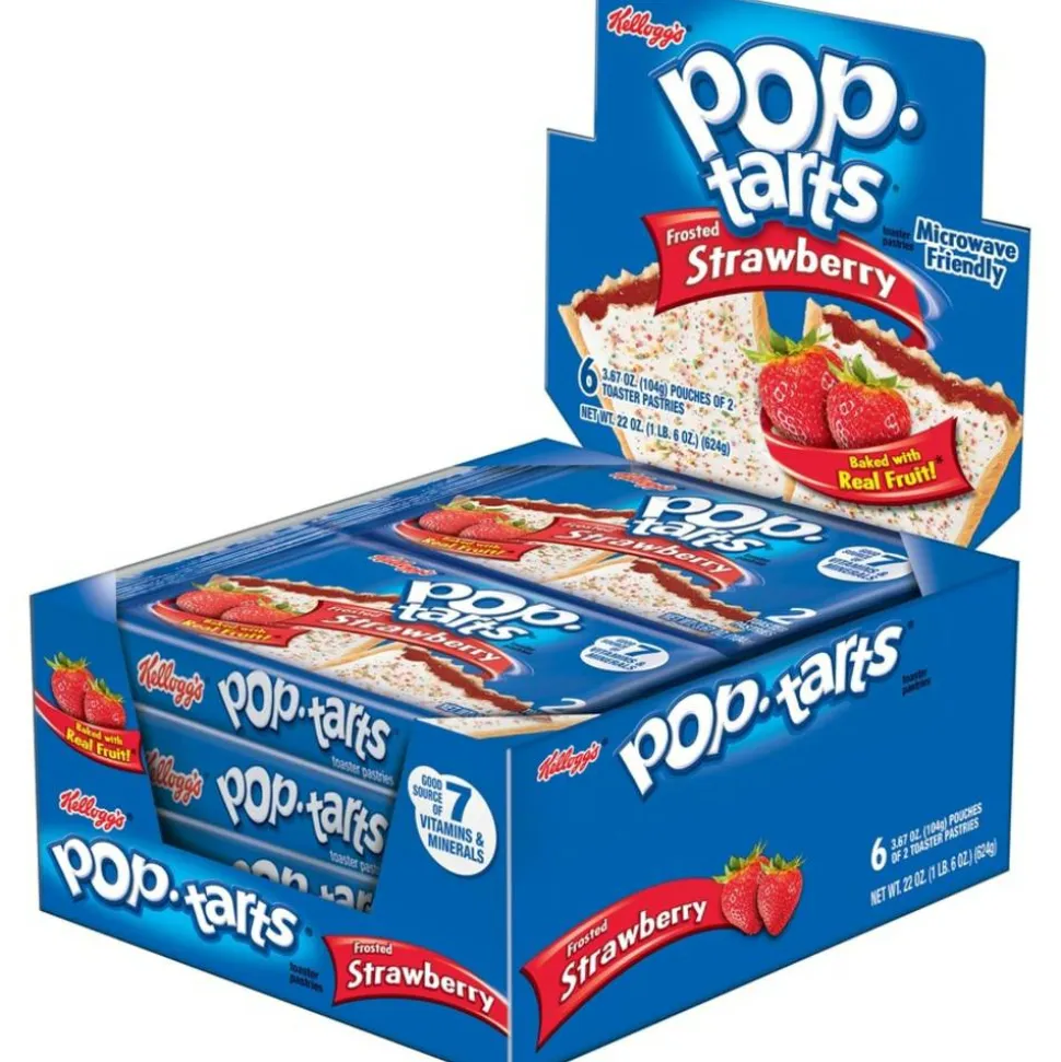 Kellogg's Pop Tarts, Frosted Strawberry, 3.67 oz, 2/Pack, 6 Packs/Box