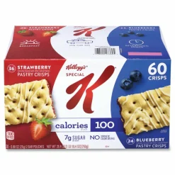 Kellogg's Special K Pastry Crisps, (36) Strawberry; (24) Blueberry, 0.88 oz, 2/Pouch, 30 Pouches/Carton