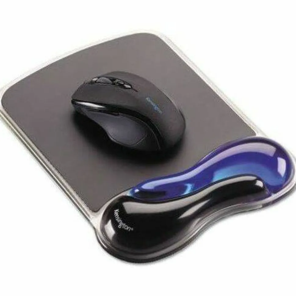 Kensington Duo Gel Mouse Pad Wrist Rest, Black/Blue