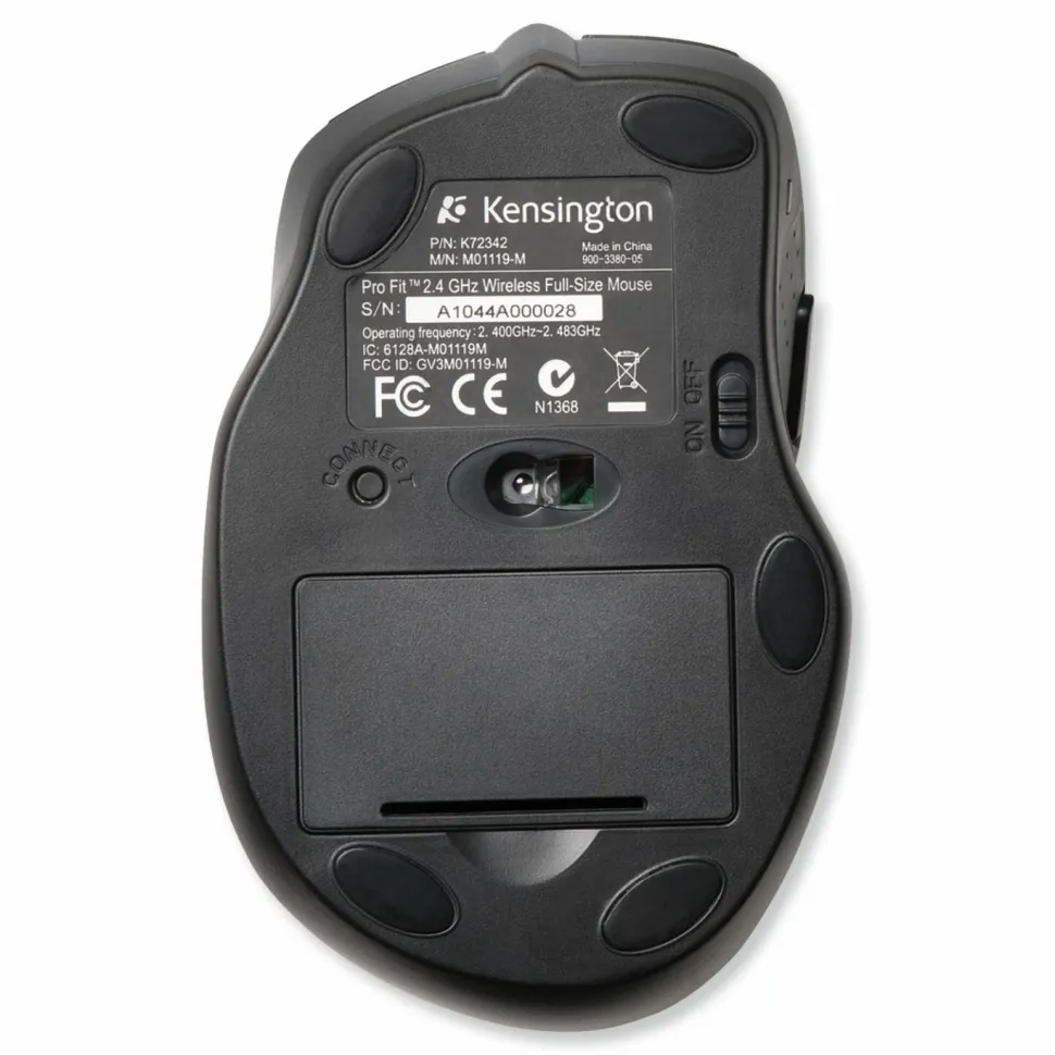 Kensington Pro Fit Wireless Mouse, Full-Size, Black