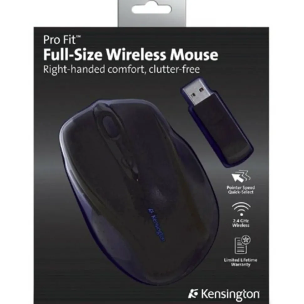 Kensington Pro Fit Wireless Mouse, Full-Size, Black