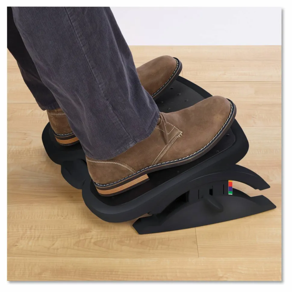 Kensington SmartFit Solemate Plus Foot Rest - 3.50" to 5" Adjustable Height - 30° Tilt - Black - 1 Each - TAA Compliant