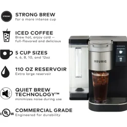 Keurig K-2550 Single-Serve Commercial K-Cup Pod Coffee Maker With 110oz Water Reservoir Bundle, Black/Silver