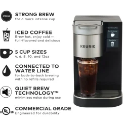 Keurig K-2550 Single-Serve K-Cup Pod Medium Workplace Coffee Maker, Plumbed, Silver/Black