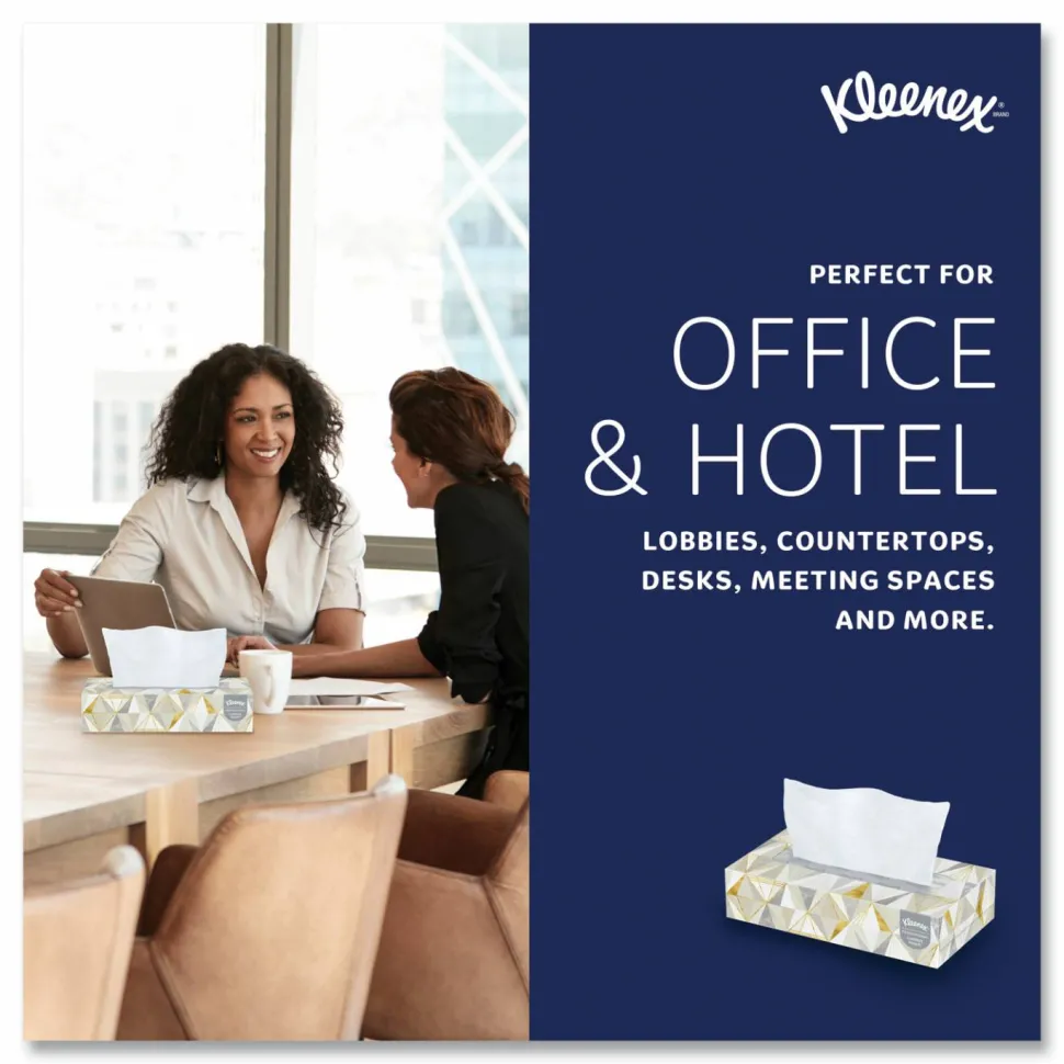 Kimberly Clark Kleenex Professional 2 Ply Facial Tissue, Flat Box, White, 125 Tissues Per Box, Case Of 12 Boxes