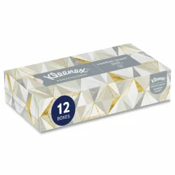 Kimberly Clark Kleenex Professional 2 Ply Facial Tissue, Flat Box, White, 125 Tissues Per Box, Case Of 12 Boxes