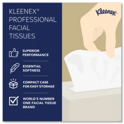 Kimberly Clark Kleenex Professional 2 Ply Facial Tissue, Flat Box, White, 125 Tissues Per Box, Case Of 12 Boxes