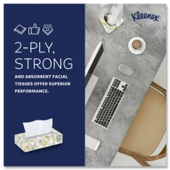 Kimberly Clark Kleenex Professional 2 Ply Facial Tissue, Flat Box, White, 125 Tissues Per Box, Case Of 12 Boxes