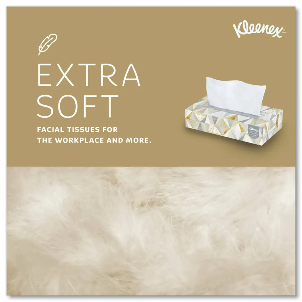 Kimberly Clark Kleenex Professional 2 Ply Facial Tissue, Flat Box, White, 125 Tissues Per Box, Case Of 12 Boxes