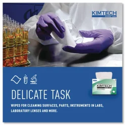 Kimberly Clark Kimtech Science Kimwipes Delicate Task Wipers, 4 2/5" x 8 2/5", 280 Per Pack, Case Of 60 Packs
