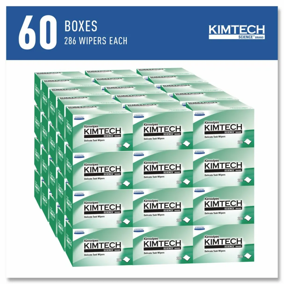 Kimberly Clark Kimtech Science Kimwipes Delicate Task Wipers, 4 2/5" x 8 2/5", 280 Per Pack, Case Of 60 Packs