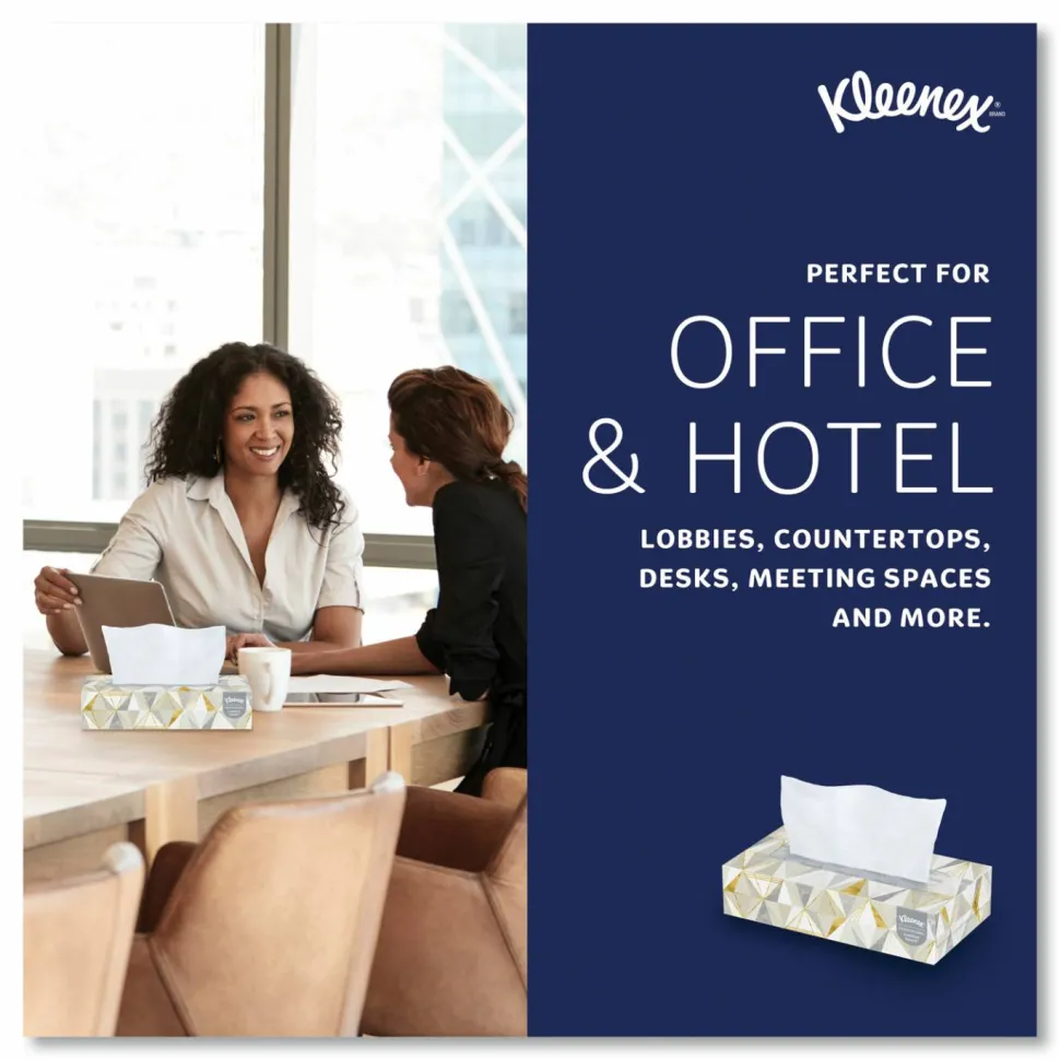 Kimberly Clark Kleenex Professional 2 Ply Facial Tissue Flat Box (21606), White, 125 Tissues/Box