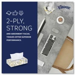 Kimberly Clark Kleenex Professional 2 Ply Facial Tissue Flat Box (21606), White, 125 Tissues/Box