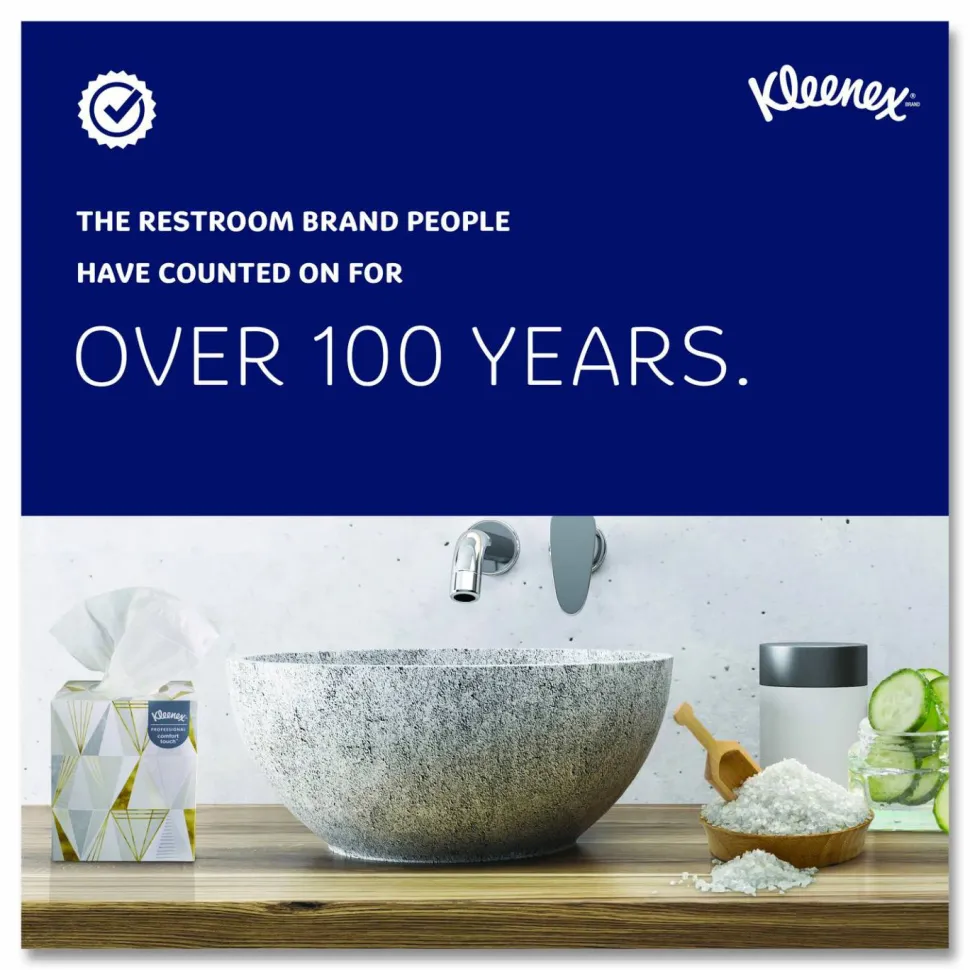 Kimberly Clark Kleenex Professional 2 Ply Facial Tissue Flat Box (21606), White, 125 Tissues/Box