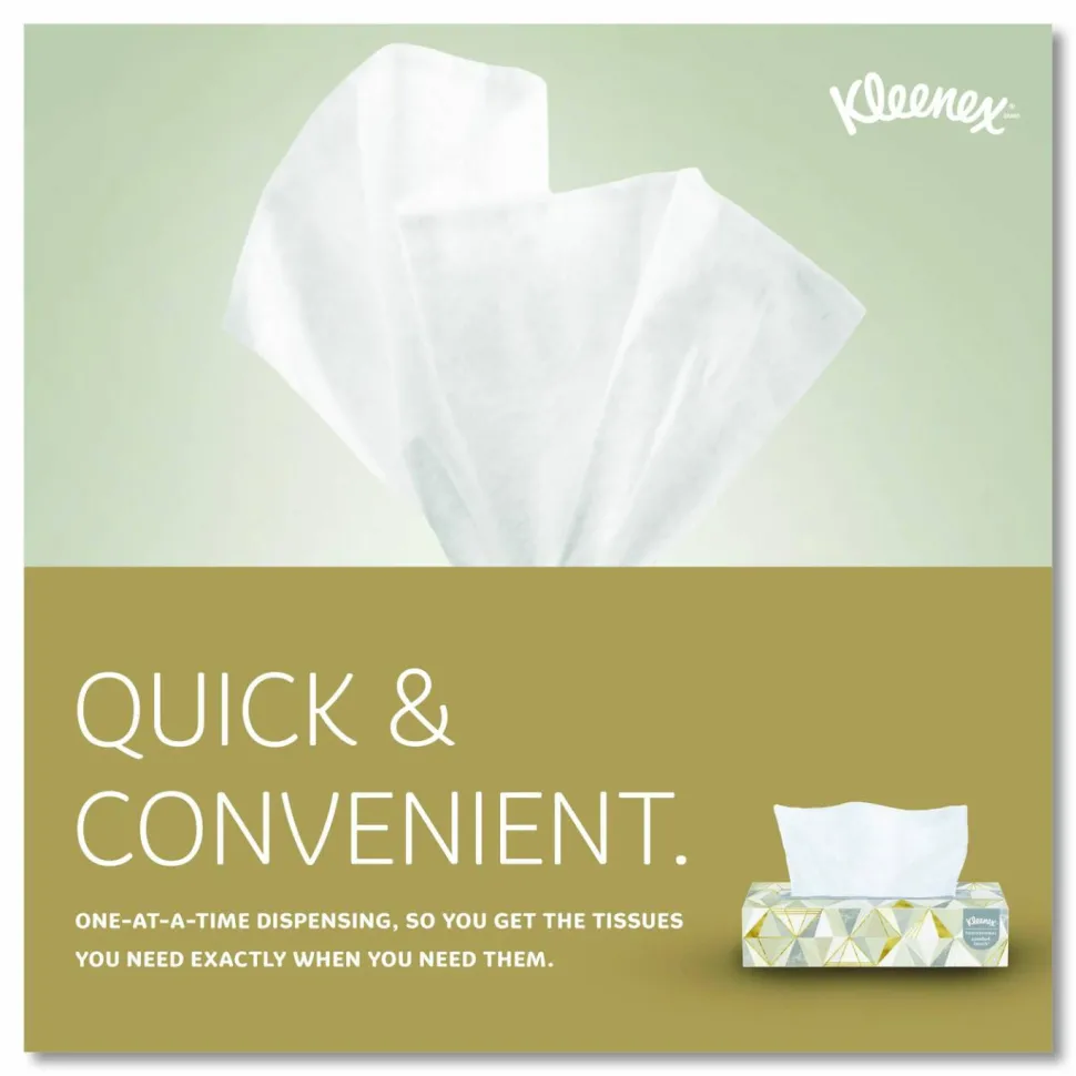 Kimberly Clark Kleenex Professional 2 Ply Facial Tissue Flat Box (21606), White, 125 Tissues/Box