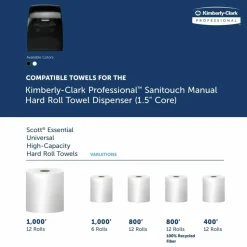 Kimberly-Clark Professional Sanitouch Manual Touchless Hard-Roll Paper Towel Dispenser, Black