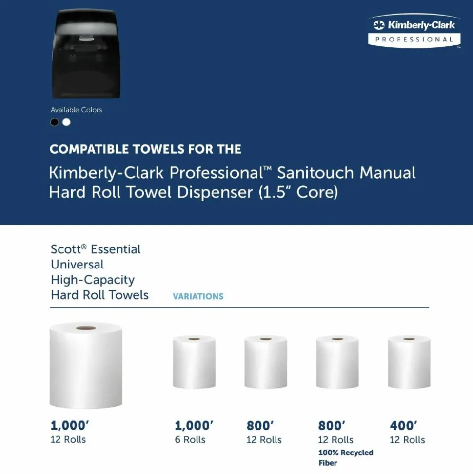 Kimberly-Clark Professional Sanitouch Manual Touchless Hard-Roll Paper Towel Dispenser, Black