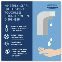 Kimberly-Clark Professional* Touchless Counter Mount Skin Care Dispenser, 1.5 L, 2.12 x 4.25 x 5.56, Chrome