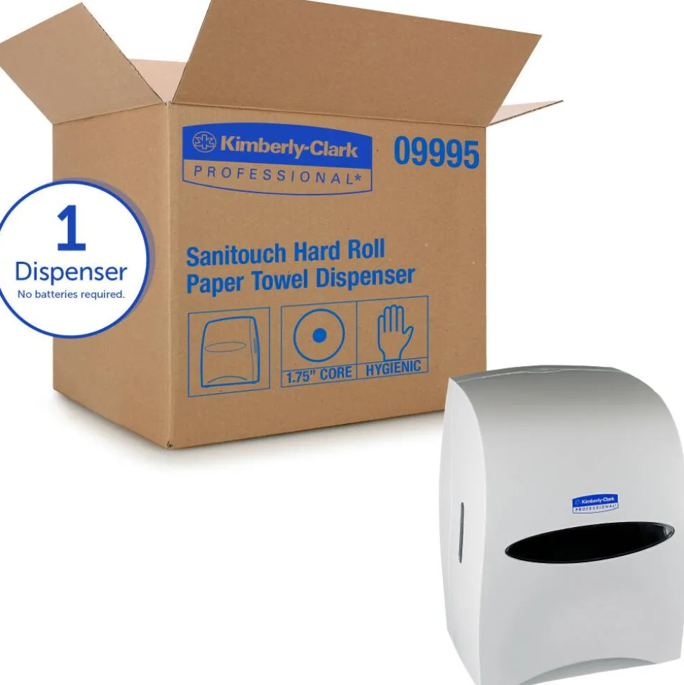 Kimberly-Clark Sanitouch Wall-Mount Hard Roll Towel Dispenser, 16 1/8" x 12 5/8" x 10 1/4", White
