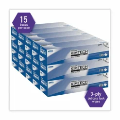 Kimtech Kimwipes Delicate Task Wipers, 3-Ply, 11.8 x 11.8, Unscented, White, 100/Box, 15 Boxes/Carton