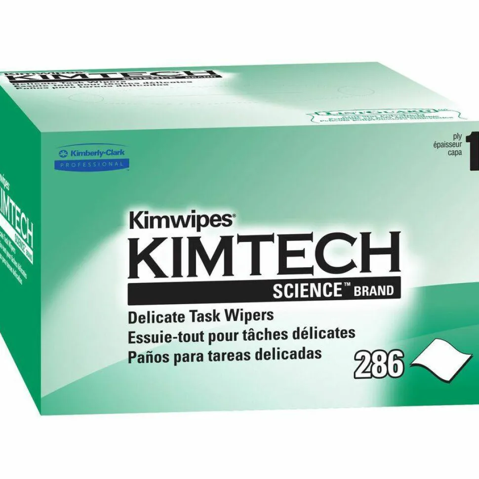 KIMTECH Kimwipes Delicate Task Wipers - 1 Ply - 4.40"x8.40" - White - 280/Pack, 30/Box, 34120