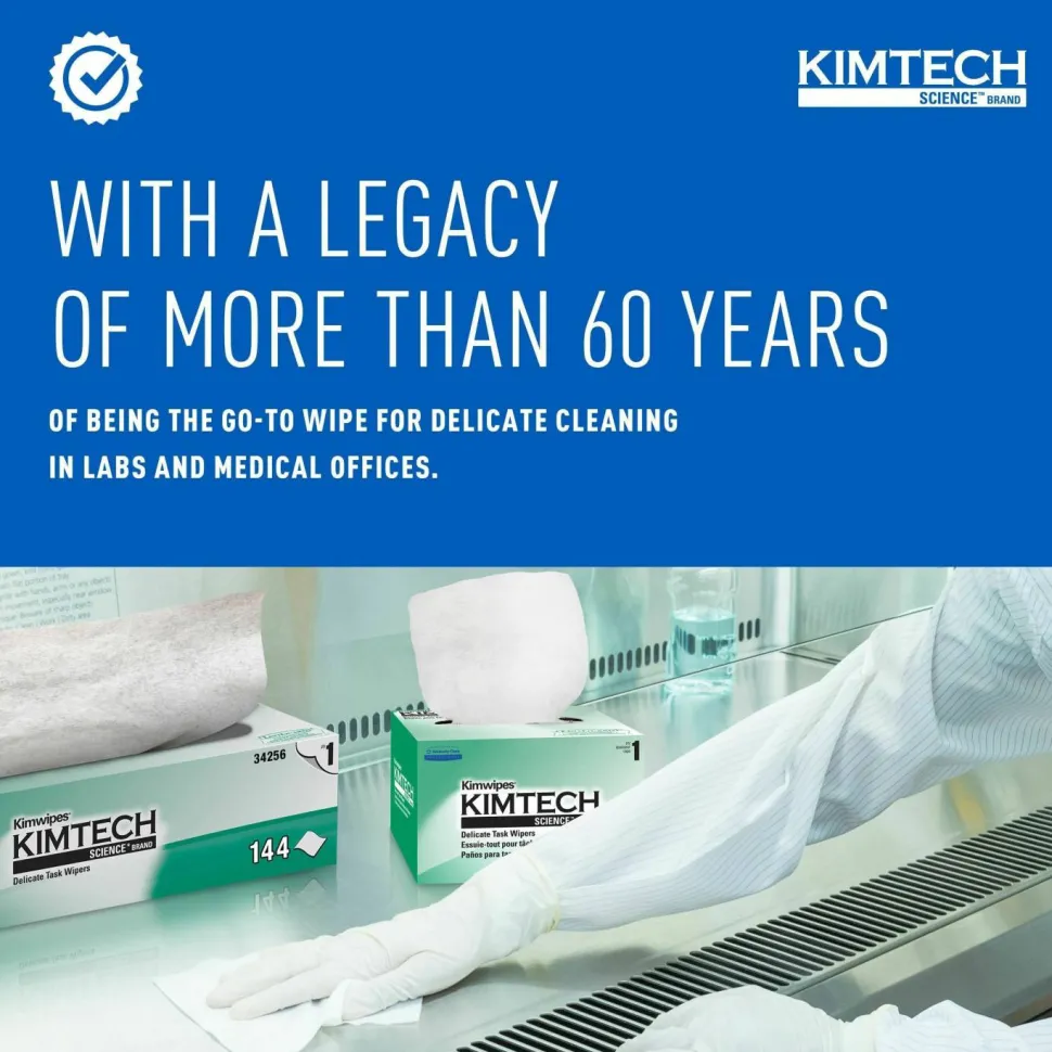 KIMTECH Kimwipes Delicate Task Wipers - 1 Ply - 4.40"x8.40" - White - 280/Pack, 30/Box, 34120