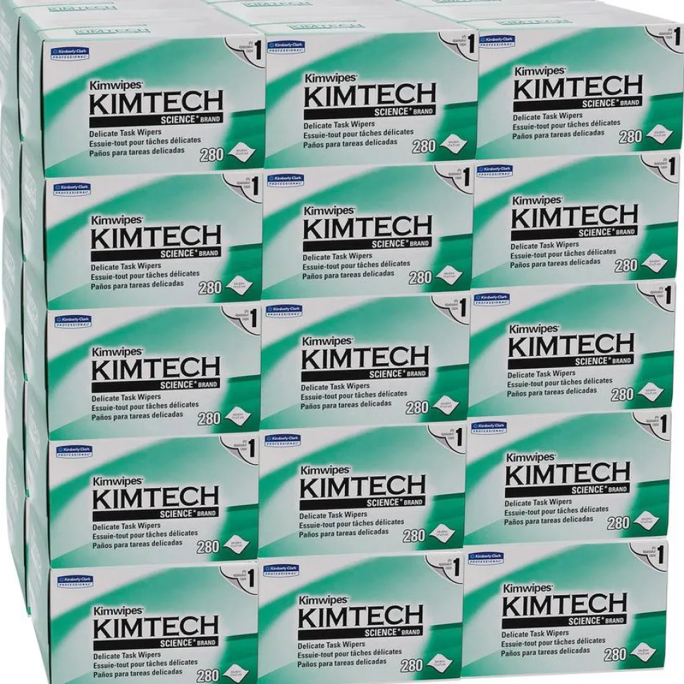 KIMTECH Kimwipes Delicate Task Wipers - 1 Ply - 4.40"x8.40" - White - 280/Pack, 30/Box, 34120