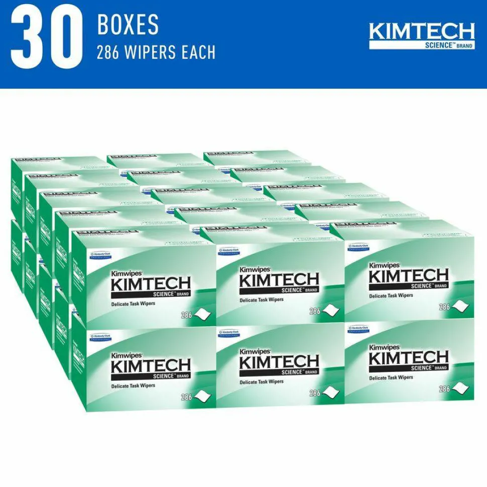 KIMTECH Kimwipes Delicate Task Wipers - 1 Ply - 4.40"x8.40" - White - 280/Pack, 30/Box, 34120