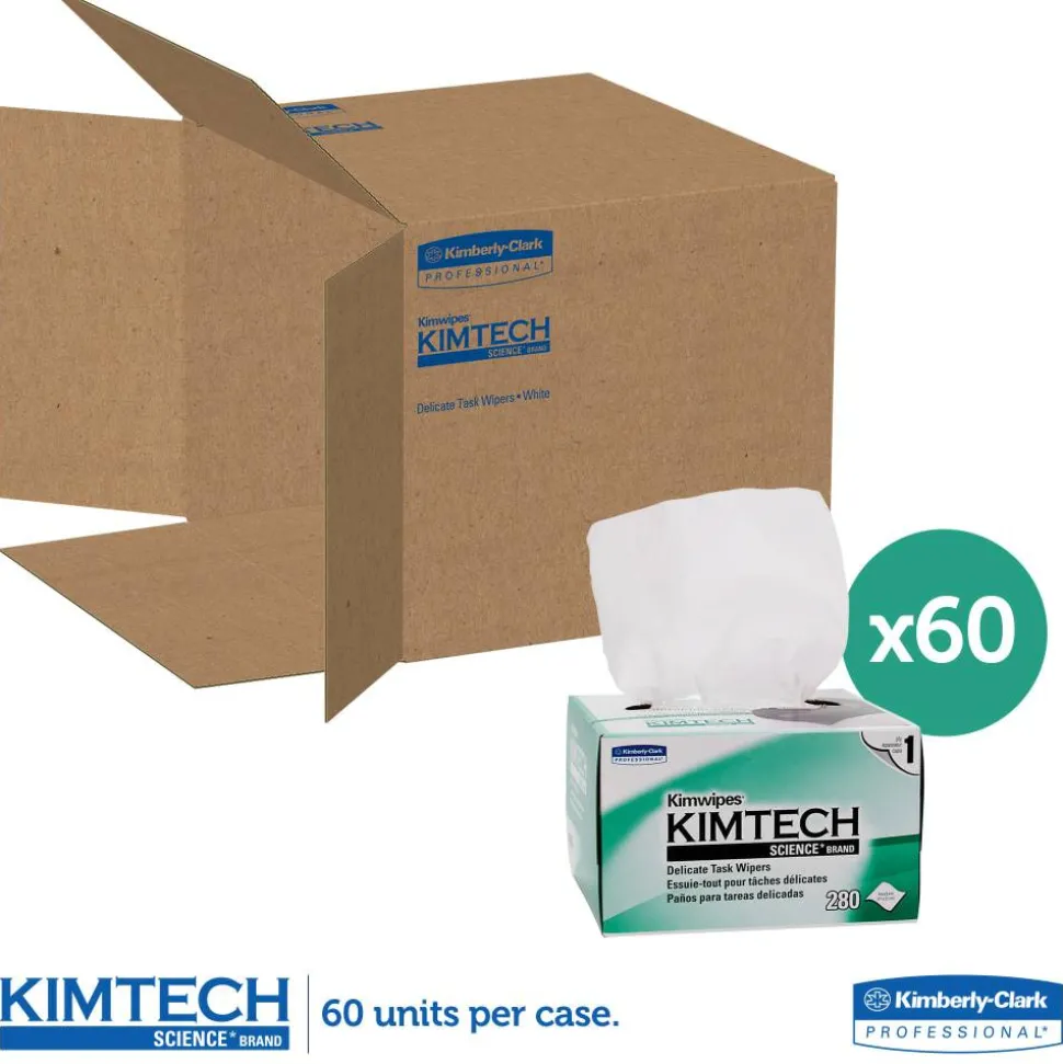 KIMTECH Kimwipes 1-Ply Delicate Task Wipers, 4-7/16" x 8-7/16", White, Box Of 280 Wipes
