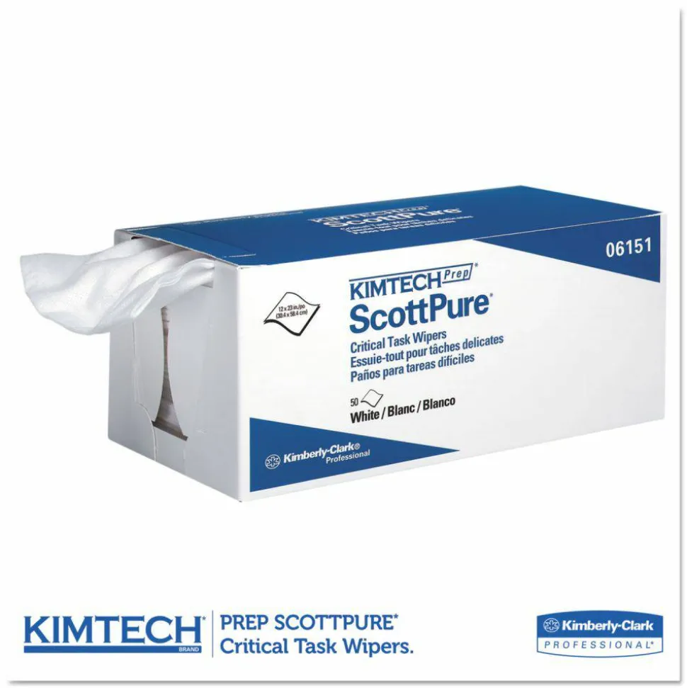 Kimtech SCOTTPURE Critical Task Wipers, 12 x 23, White, 50/Box, 8 Boxes/Carton