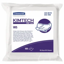 Kimtech W5 Critical Task Dry Wipers, Flat Double Bag, Spunlace, 9 x 9, Unscented, White, 100/Pack, 5 Packs/Carton