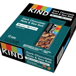 KIND Dark Chocolate, Nuts & Sea Salt Bars, 1.41 Oz, Box Of 12