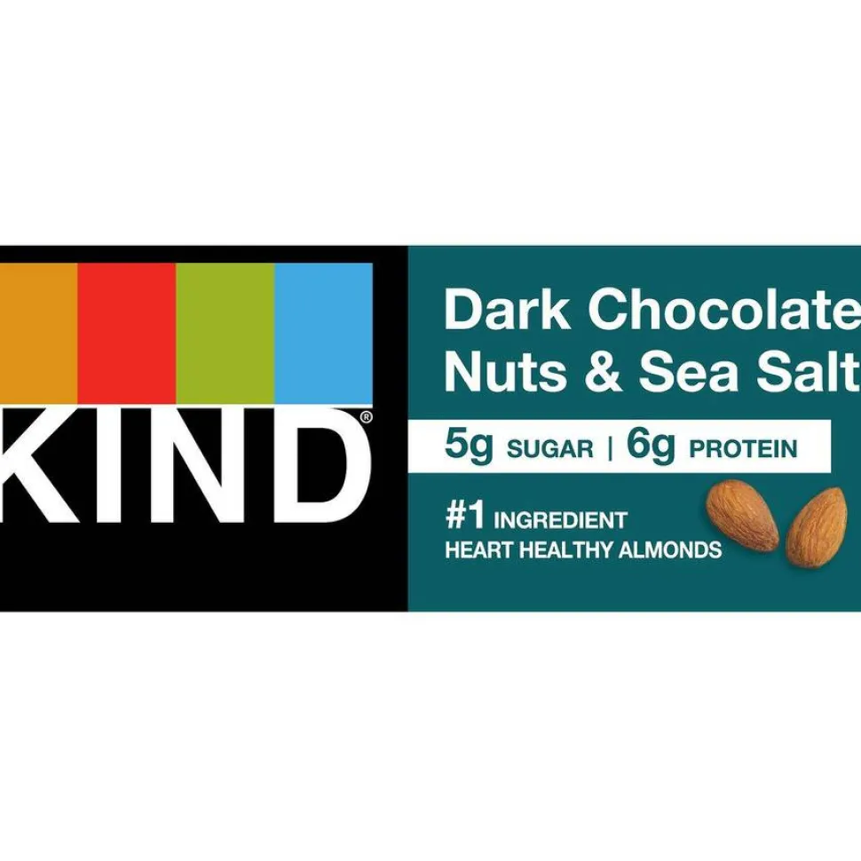KIND Dark Chocolate, Nuts & Sea Salt Bars, 1.41 Oz, Box Of 12