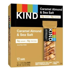 KIND Healthy Snack Bars, Sea Salt/Caramel/Almond, 1.4 Oz, Box Of 12 Bars