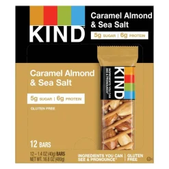 KIND Healthy Snack Bars, Sea Salt/Caramel/Almond, 1.4 Oz, Box Of 12 Bars