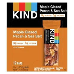 KIND Maple Glazed Pecan And Sea Salt Nut And Spice Bars, 1.4 Oz, Box Of 12