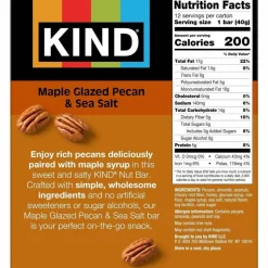 KIND Maple Glazed Pecan And Sea Salt Nut And Spice Bars, 1.4 Oz, Box Of 12