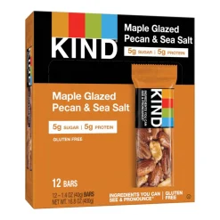 KIND Maple Glazed Pecan And Sea Salt Nut And Spice Bars, 1.4 Oz, Box Of 12