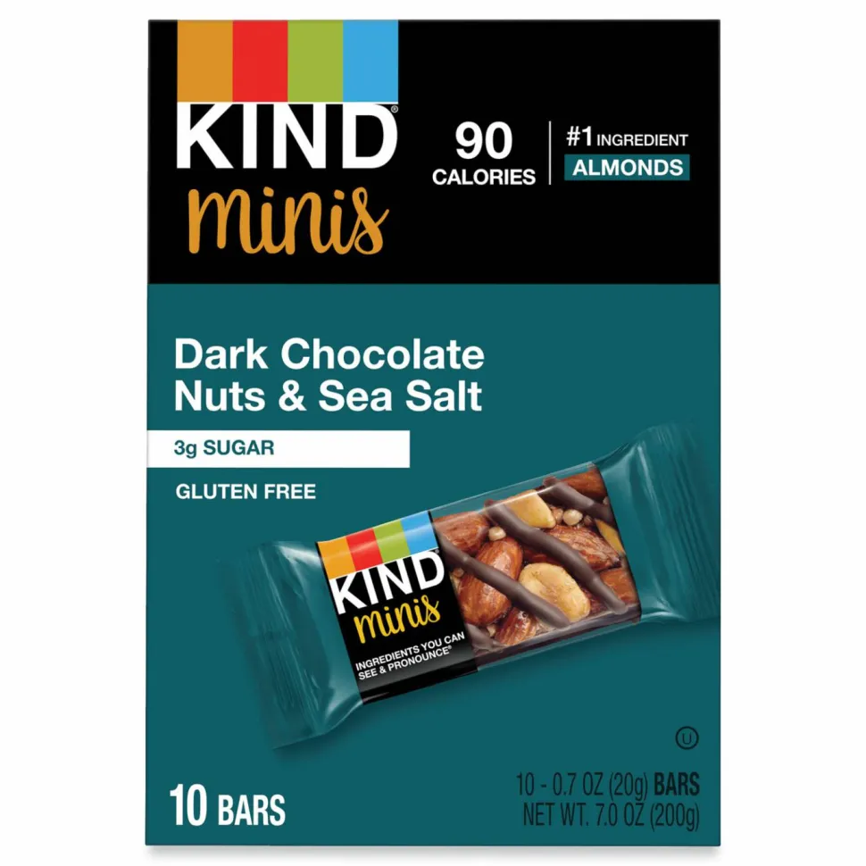KIND Minis, Dark Chocolate Nuts/Sea Salt, 0.7 oz Bar, 10/Pack