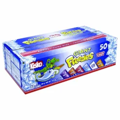 Kisko Giant Freezies, 6 Assorted Flavors, 5.5 oz Sleeve, 50 Sleeves/Box