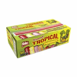 Kisko Giant Tropical Freezies Ice Pops, Fruit Punch, Guava, Mango, Pineapple, 5.5 oz Tube, 50/Carton