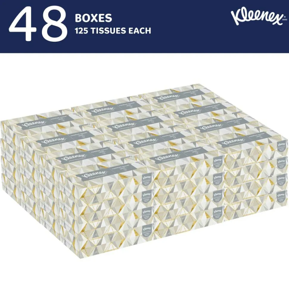 Kleenex FSC Certified 2-Ply Facial Tissues, 8 2/5" x 8 3/5", White, 125 Tissues Per Box, Case Of 48 Boxes