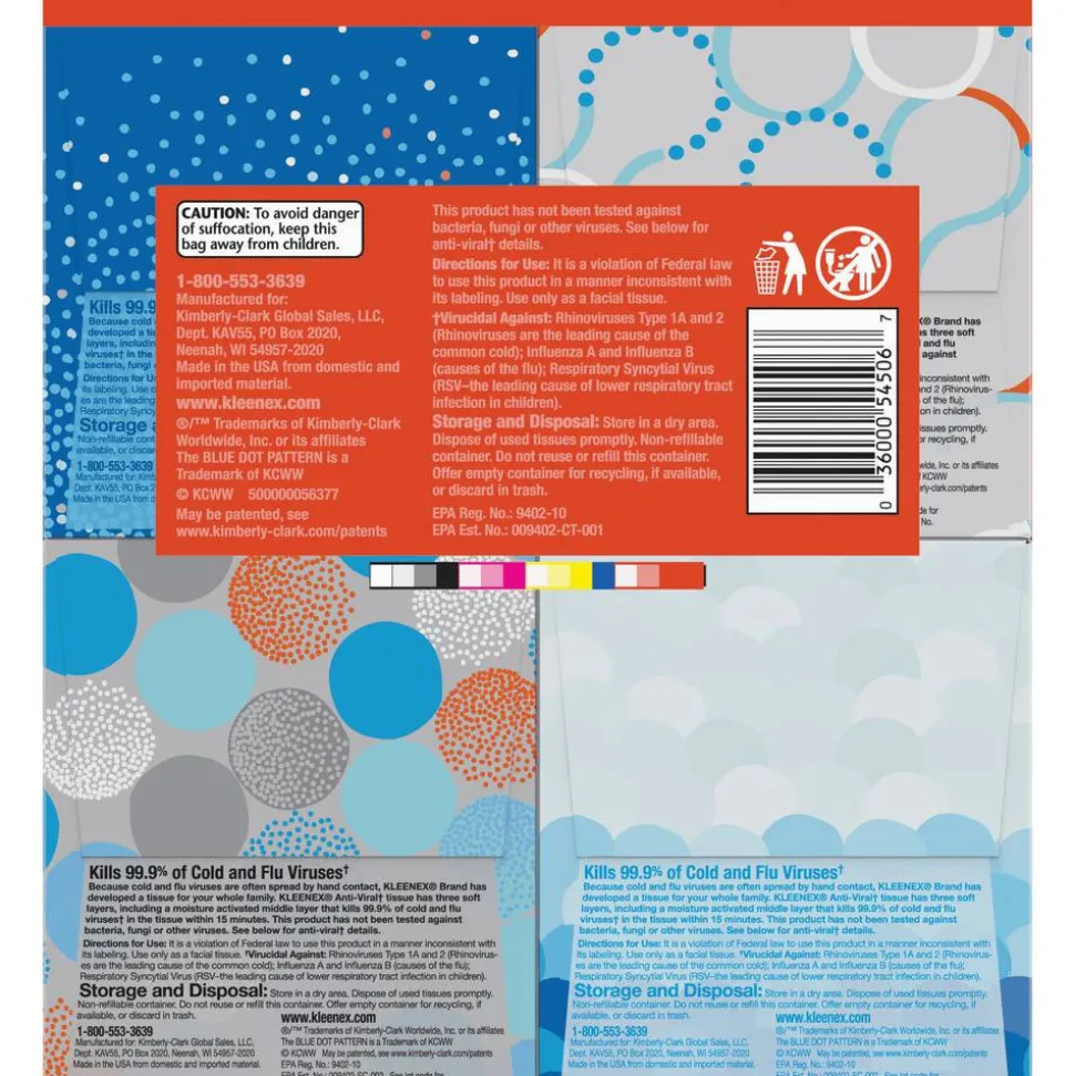 Kleenex Anti-Viral 3-Ply Facial Tissues, White, 55 Tissues Per Box, Pack Of 4 Boxes