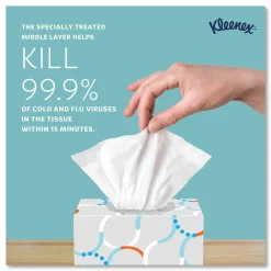 Kleenex Anti-Viral 3-Ply Facial Tissue, White, 68 Sheets Per Box, Carton Of 12